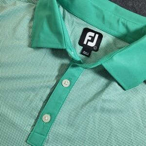 FootJoy Golf Polo Men's Large FJ Logo Performance Diamond Pattern Green